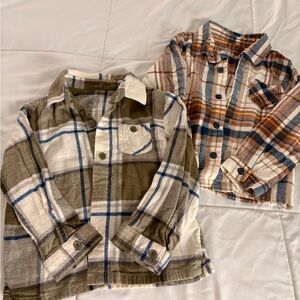 Wonder Nation Brown and Blue Plaid Shirt